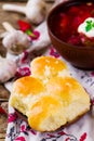Pampushki ,the traditional Ukrainian pastries Royalty Free Stock Photo