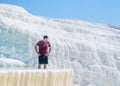 Pamukale / Turkey 17th Sep 2019 :A man with hands at hip at Pamukkale thermal bath, natural site in Denizli Province in