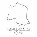 Pamukkale city map vector contour.