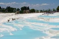 Pamukkale, Denizli / Turkey - June 5 2019: Pamukkale travertines pools and terraces. Denizli, Turkey. Natural site of hot springs Royalty Free Stock Photo