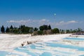 Pamukkale travertines pools and terraces. Denizli, Turkey. Natural site of hot springs Royalty Free Stock Photo