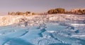 Pamukkale is main natural wonder of Turkey and the Middle East. White travertines with thermal water. It is a very popular Royalty Free Stock Photo