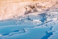 Pamukkale the main natural wonder of Turkey and the Middle East. White travertines with thermal water. It is a very popular Royalty Free Stock Photo