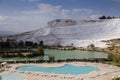 Pamukkale`s terraces are made of travertine, a sedimentary rock deposited by mineral water from the hot springs