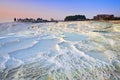 Landscape with famous terraces at sunset - Landmark attraction in Pamukkale, Turkey Royalty Free Stock Photo