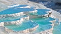 Pamukkale, turkey stunning baby blue thermal waters in white travertine terraces