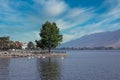 Pamvotis lake in Ioannina landscape Royalty Free Stock Photo
