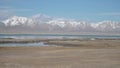 Pan across landscape of Chatyr-Kul Lake, Tien Shan Mountains, Kyrgyzstan