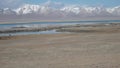 Pan across landscape of Chatyr-Kul Lake, Tien Shan Mountains, Kyrgyzstan