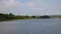 Pan Across Vartry Reservoir with Fishing Boat to Big Sugar Loaf, County Wicklow