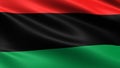 Pan African flag, with waving fabric texture