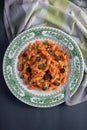 Pan Arrabiata Pasta on a dark background Royalty Free Stock Photo