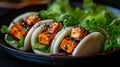 Pan Asian Tofu Bao Buns with Fresh Greens Royalty Free Stock Photo