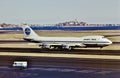 A Pan Am Boeing B-747 landing at Boston Logan International Airport , KBOS on November 22 , 1977 .