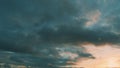 Clouds in different shades. Clouds during sunset. Panoramic view. Royalty Free Stock Photo