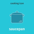 Pan colored icon. Vector, saucepan in blue. Flat Royalty Free Stock Photo