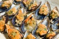 Gratinated mussels, Mediterranean Food Royalty Free Stock Photo