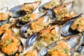 Gratinated mussels, Mediterranean Food Royalty Free Stock Photo