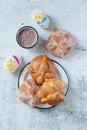 Pan de Muerto and hot chocolate, Mexican bread traditional for day of the Dead in Mexico Royalty Free Stock Photo