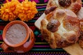 Pan de Muerto, mexican Sweet bread in Day of the Dead celebration in Mexico