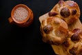 Pan de Muerto, mexican Sweet bread in Day of the Dead celebration in Mexico