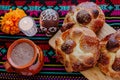 Pan de Muerto, mexican Sweet bread in Day of the Dead celebration in Mexico