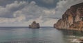 Pan di zucchero rock, limestone formation in front of masua beach