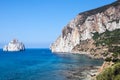 Pan di Zucchero rocks in the sea and Masua's sea stack (Nedida), Royalty Free Stock Photo