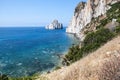 Pan di Zucchero rocks in the sea and Masuas sea stack (Nedida),