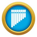 Pan flute icon blue vector isolated Royalty Free Stock Photo