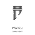 pan flute icon vector from ancient greece collection. Thin line pan flute outline icon vector illustration. Linear symbol for use Royalty Free Stock Photo