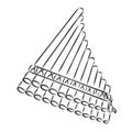 pan flute music instrument, sketch. vector illustration