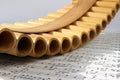 Pan flute and notes Royalty Free Stock Photo