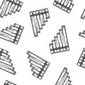 Pan flute seamless vector pattern. Hand drawn wooden musical instrument. Multi-barrel pipe isolated on white background Royalty Free Stock Photo