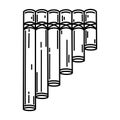 Pan flute vector icon. Hand drawn wooden musical instrument. Multi-barrel pipe isolated on white background. Traditional equipment Royalty Free Stock Photo