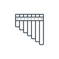 pan flute vector icon isolated on white background. Outline, thin line pan flute icon for website design and mobile, app Royalty Free Stock Photo