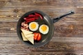 Pan with food, top view. Royalty Free Stock Photo