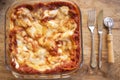 A pan of freshly baked lasagna Royalty Free Stock Photo