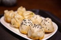 Pan-fried buns with stuffed pork Royalty Free Stock Photo