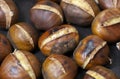 Pan fried chestnuts at home kitchen