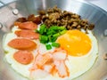 Pan-fried egg with toppings