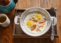 Pan-fried eggs are a Vietnamese dish. which is influenced by the breakfast of the French.food Ingredients are egg, pork, Chinese Royalty Free Stock Photo