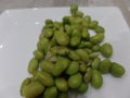 Pan-fried fresh green edamame beans Royalty Free Stock Photo