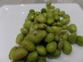 Pan-fried fresh green edamame beans Royalty Free Stock Photo