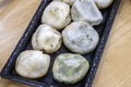 Pan-fried pork buns or named as Sheng Jian Bao in Chinese Royalty Free Stock Photo