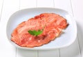 Pan fried slice of smoked ham Royalty Free Stock Photo
