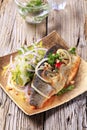 Pan fried trout with green salad