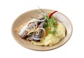 Pan fried trout with mashed potatoes Royalty Free Stock Photo