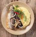 Pan fried trout with mashed potatoes Royalty Free Stock Photo