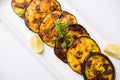 Baigan fry also known as eggplant or brinjal fry Royalty Free Stock Photo